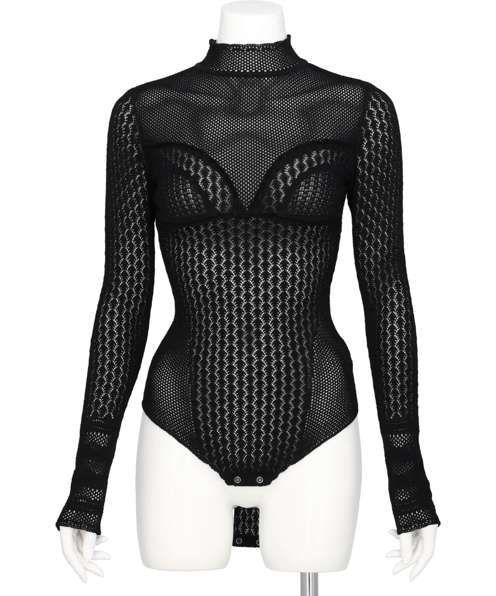 LACE-KNIT BODYSUIT