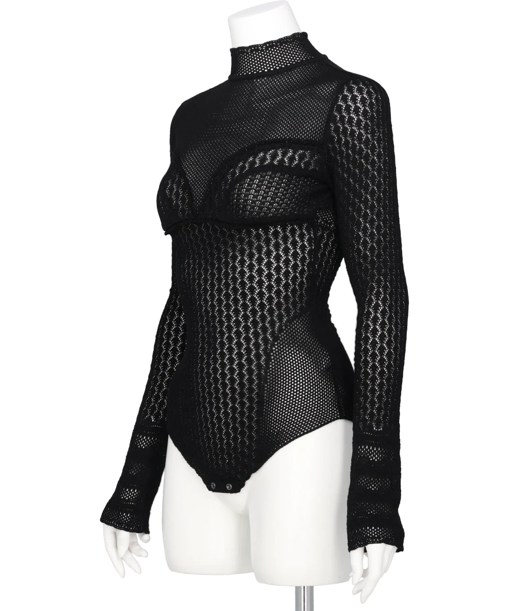 LACE-KNIT BODYSUIT