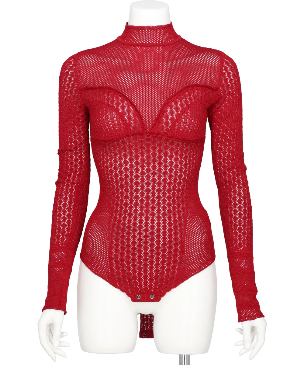 LACE-KNIT BODYSUIT