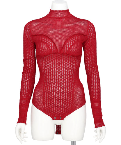 LACE-KNIT BODYSUIT