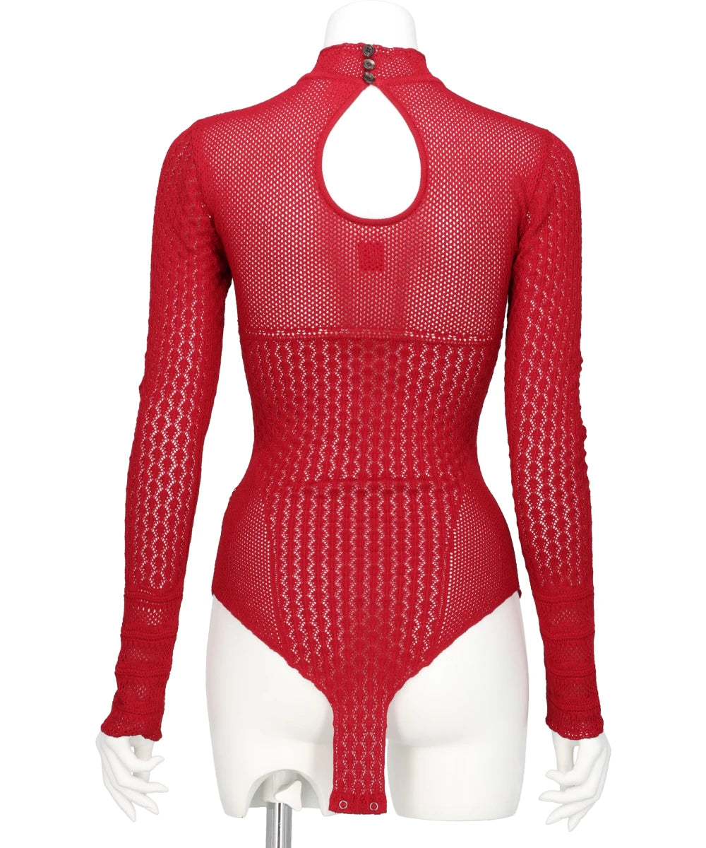 LACE-KNIT BODYSUIT