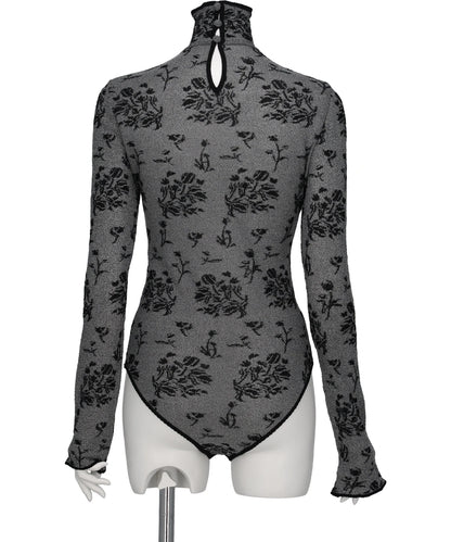 FLORAL JACQUARD KNIT BODYSUIT