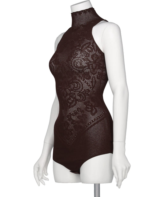 DAMASK LACE KNIT TURTLENECK BODYSUIT