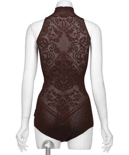 DAMASK LACE KNIT TURTLENECK BODYSUIT