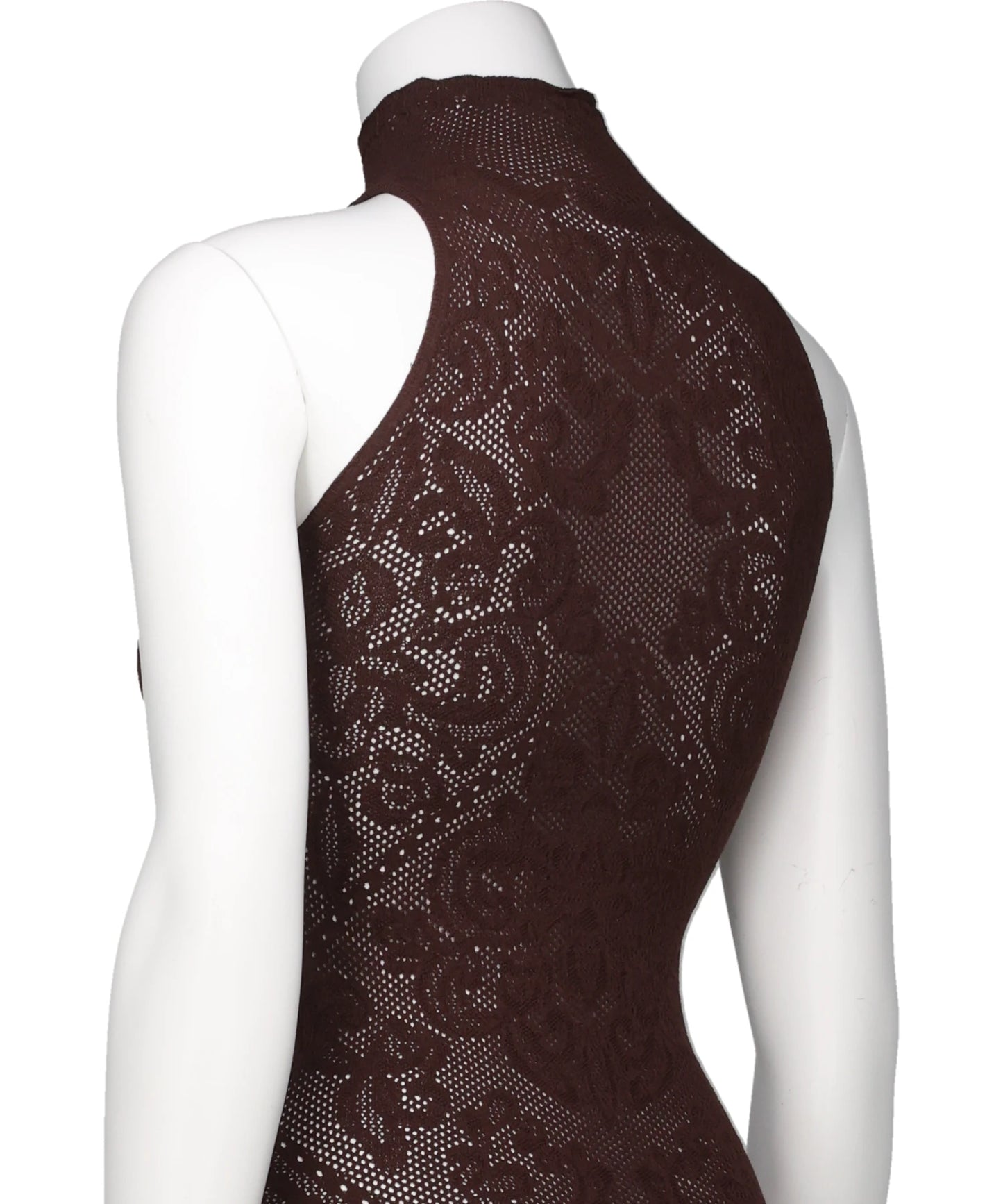 DAMASK LACE KNIT TURTLENECK BODYSUIT