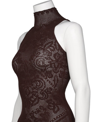 DAMASK LACE KNIT TURTLENECK BODYSUIT