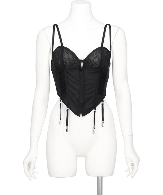 LACE UP GARTER SHEER CORSET