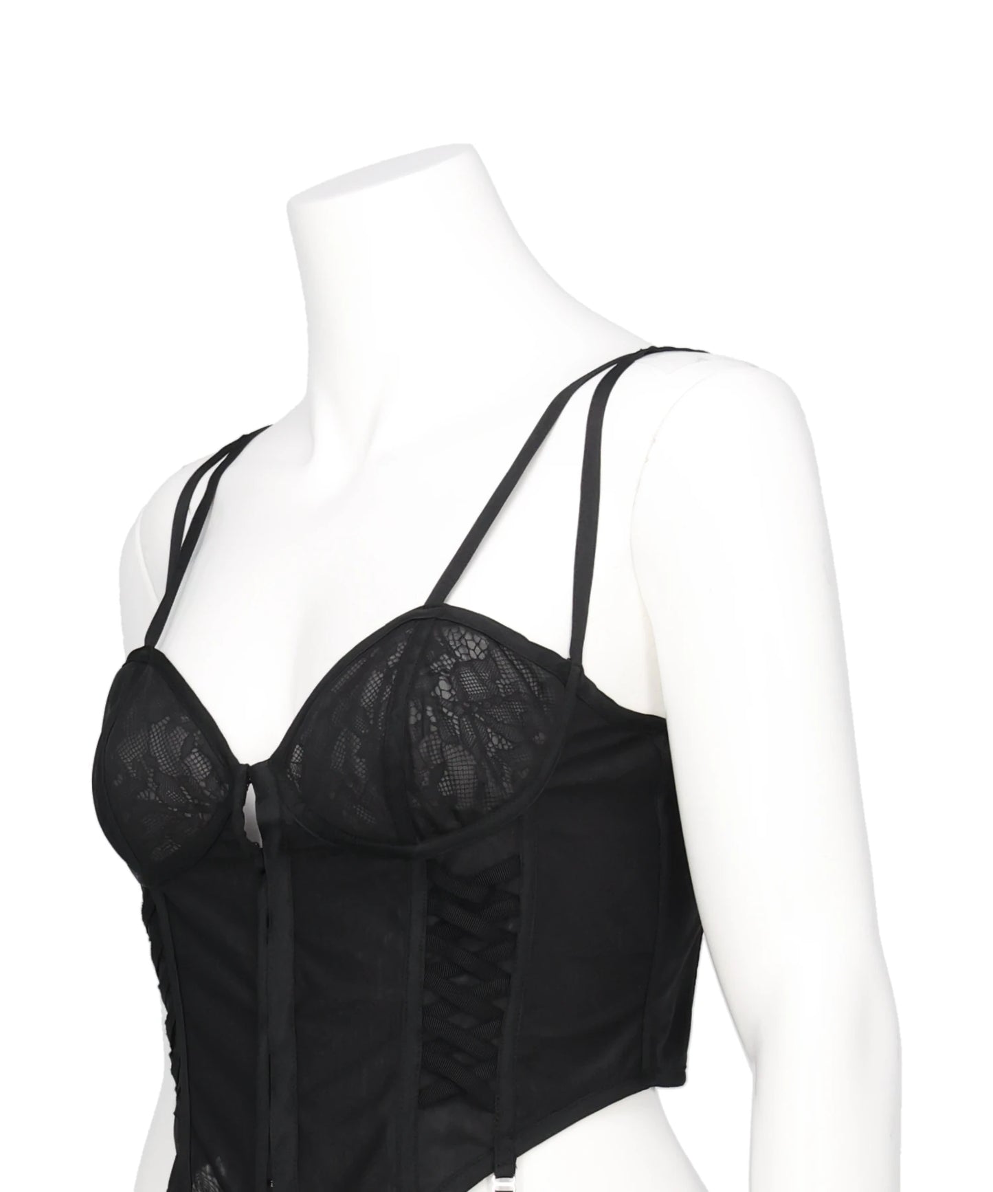 LACE UP GARTER SHEER CORSET