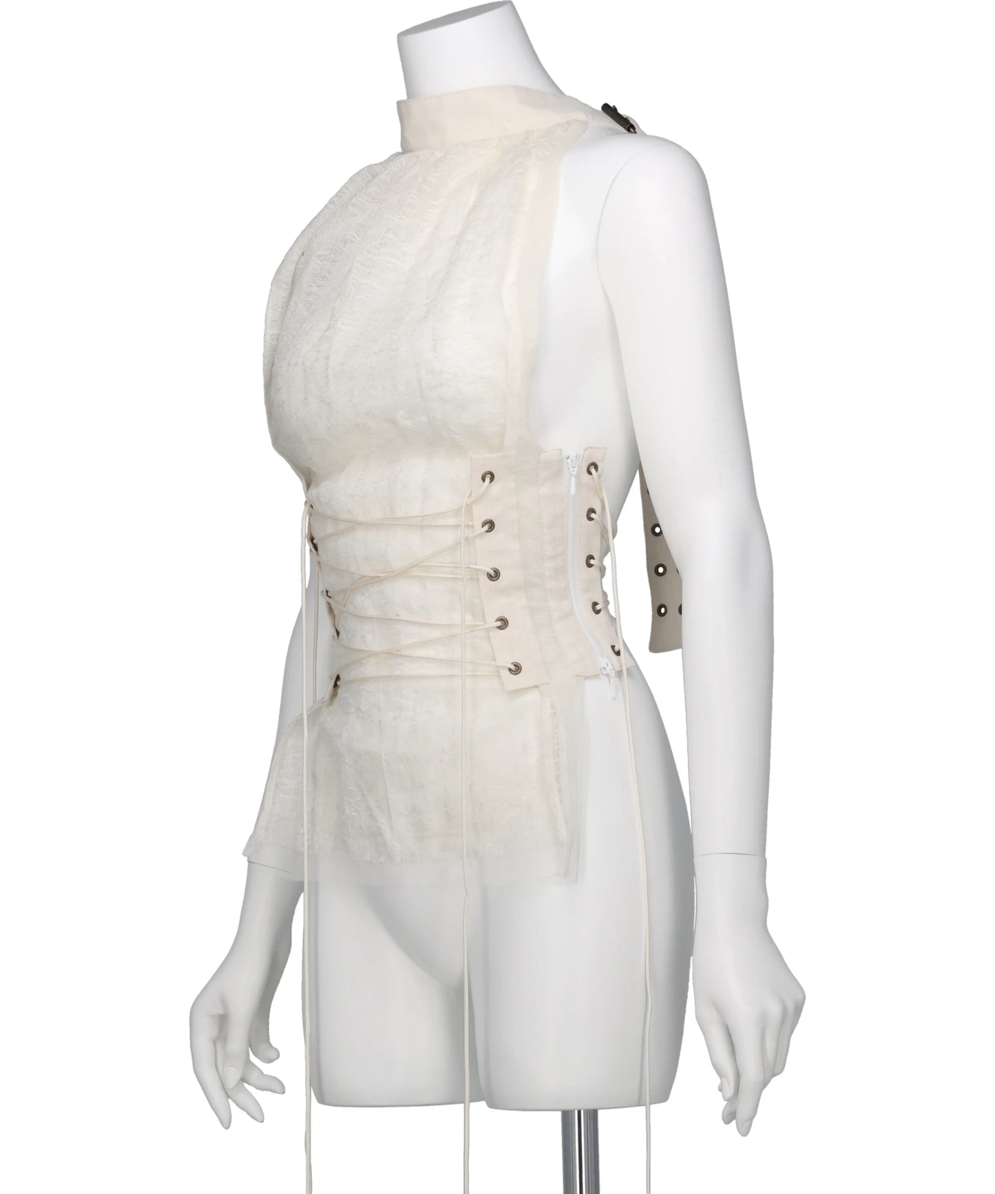 LAYERED TULLE GAUZE HALTER TOP