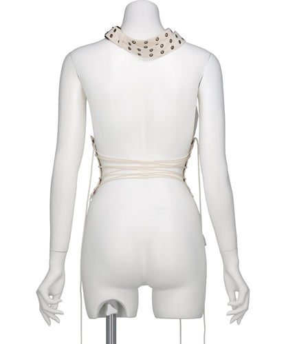 LAYERED TULLE GAUZE HALTER TOP