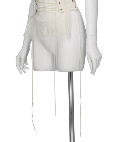 LAYERED TULLE GAUZE HALTER TOP