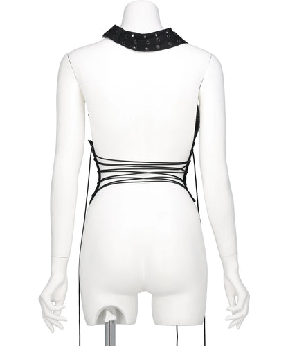 LAYERED TULLE GAUZE HALTER TOP