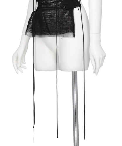 LAYERED TULLE GAUZE HALTER TOP