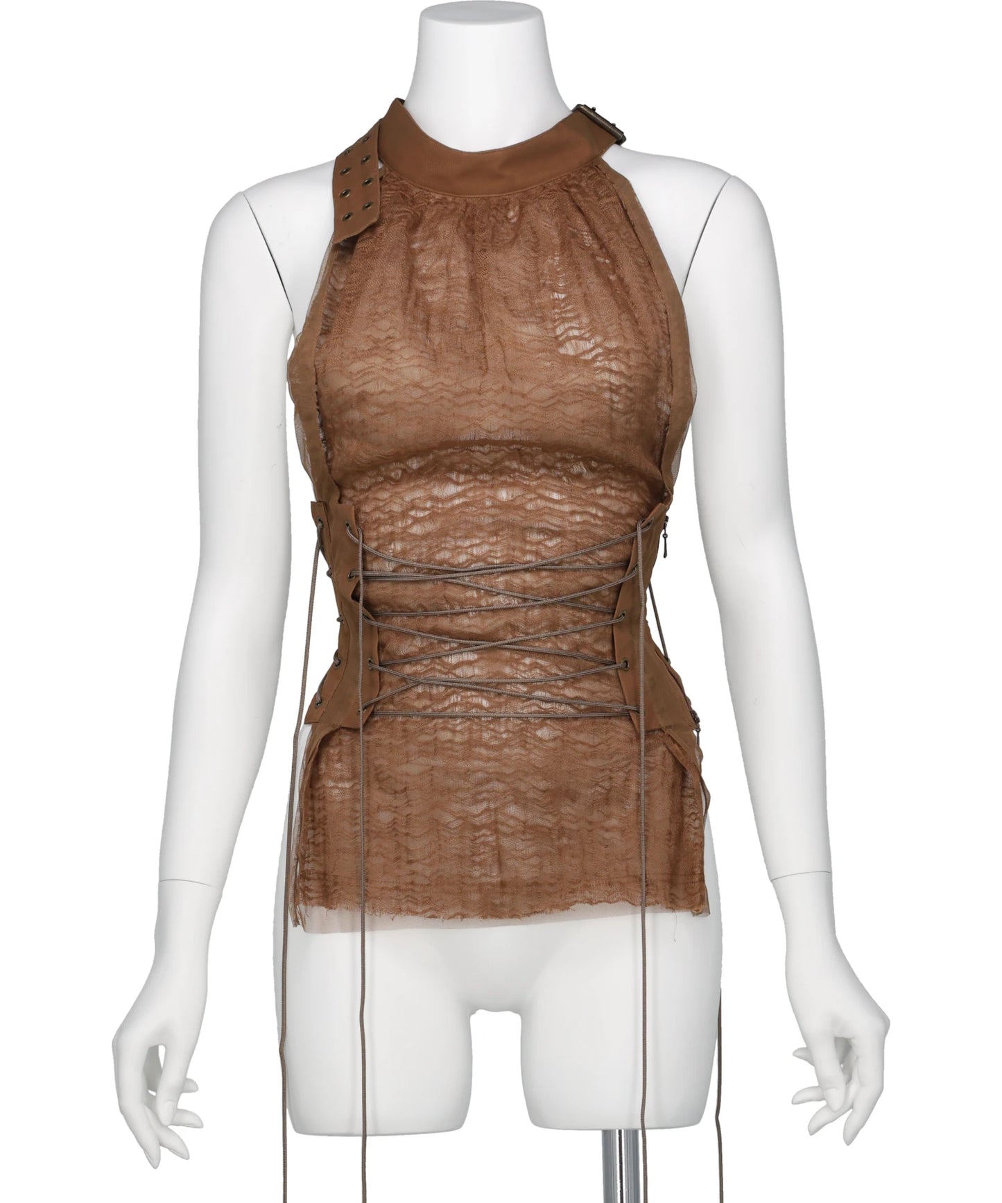 LAYERED TULLE GAUZE HALTER TOP