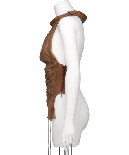 LAYERED TULLE GAUZE HALTER TOP