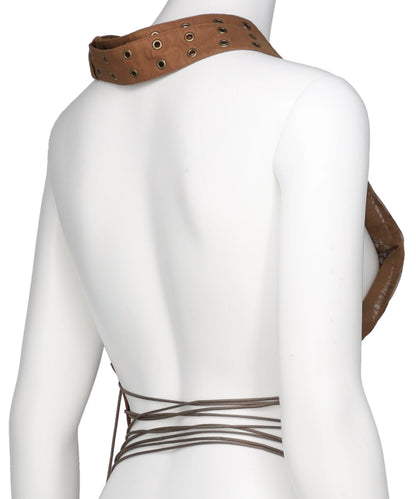 LAYERED TULLE GAUZE HALTER TOP