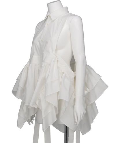 SHIRT COLLOR FRILLED GILET