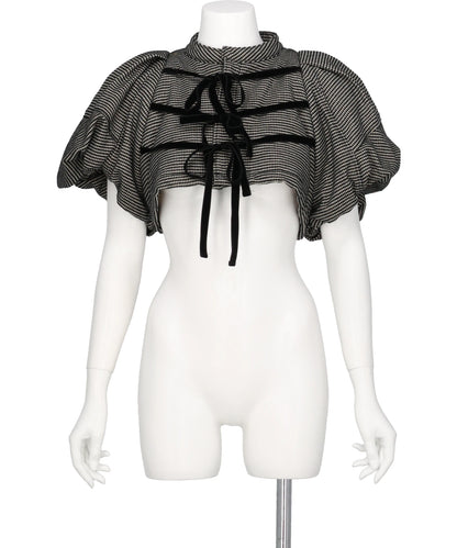 naokitomizuka CROPPED VELVET RIBBON TOP
