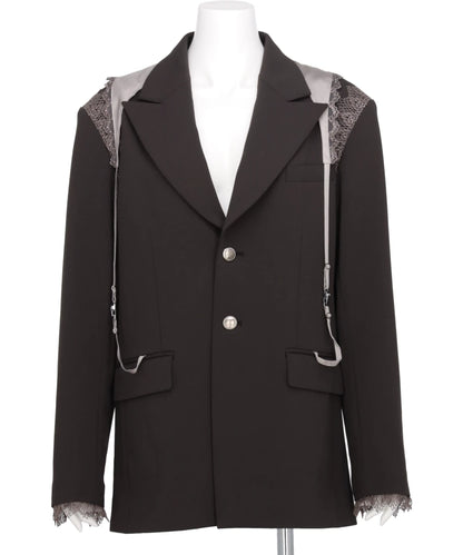 GARTER COLLAR PEAKED LAPEL JACKET