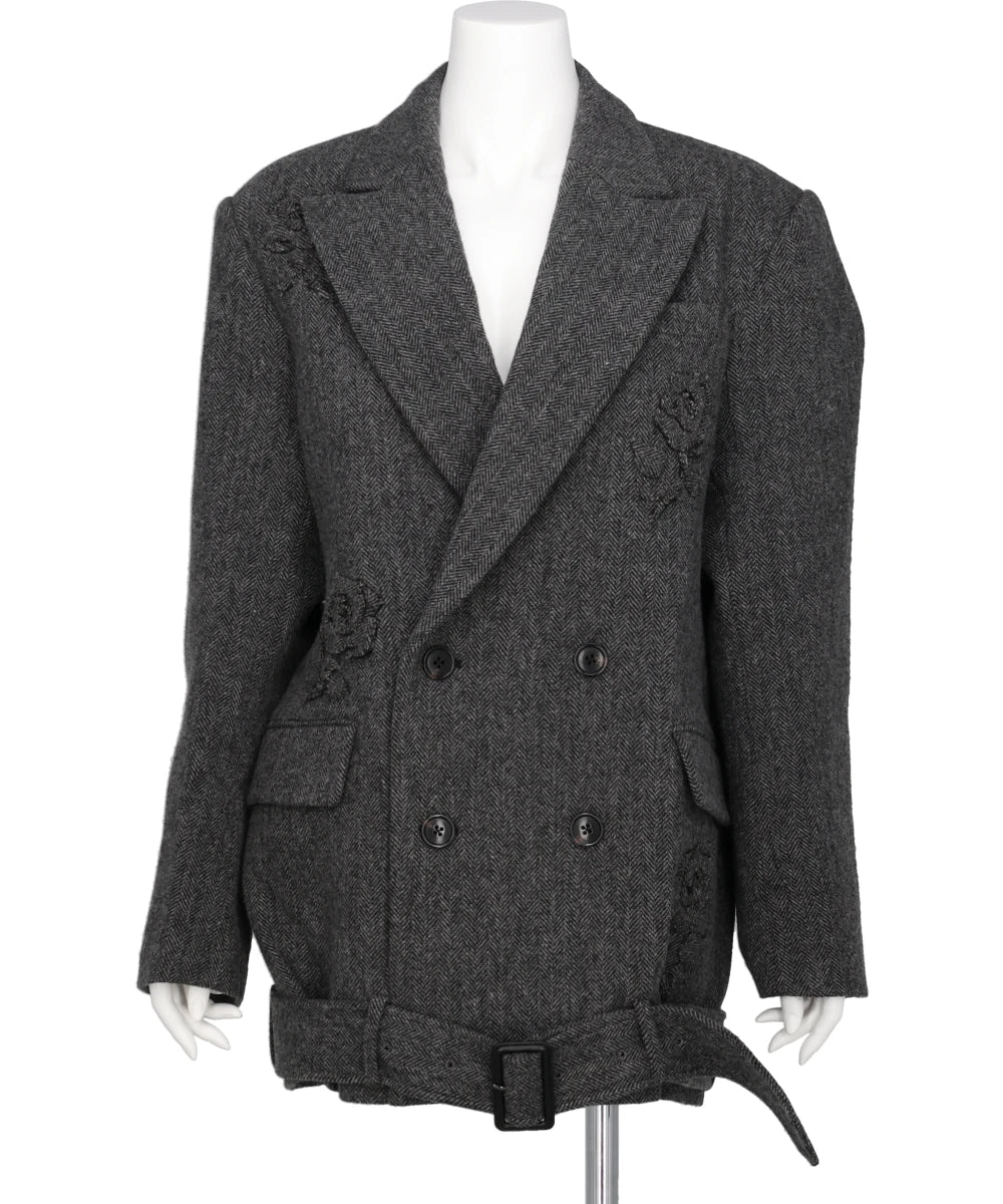 FLOWER APPLIQUE OVERSIZED BLAZER