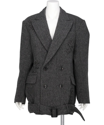 FLOWER APPLIQUE OVERSIZED BLAZER