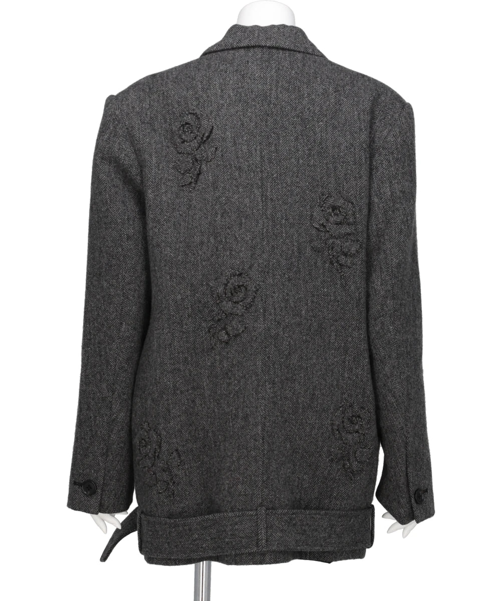 FLOWER APPLIQUE OVERSIZED BLAZER