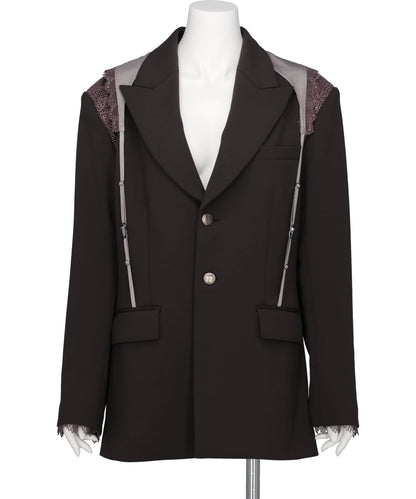 tanakadaisuke GARTER COLLAR PEAKED LAPEL JACKET