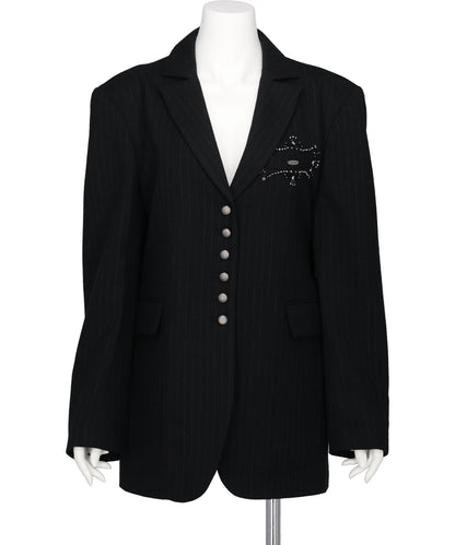 tanakadaisuke METAL EMBROIDERY STRIPE WOOL JACKET
