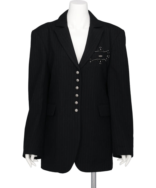 tanakadaisuke METAL EMBROIDERY STRIPE WOOL JACKET