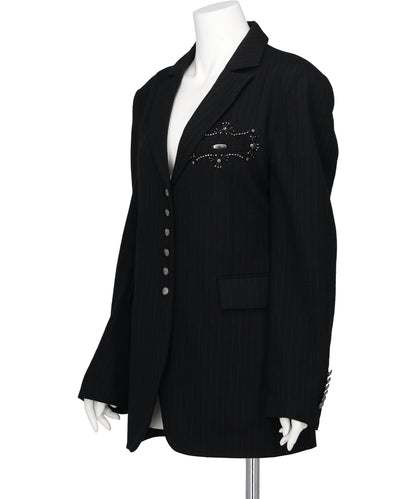 METAL EMBROIDERY STRIPE WOOL JACKET