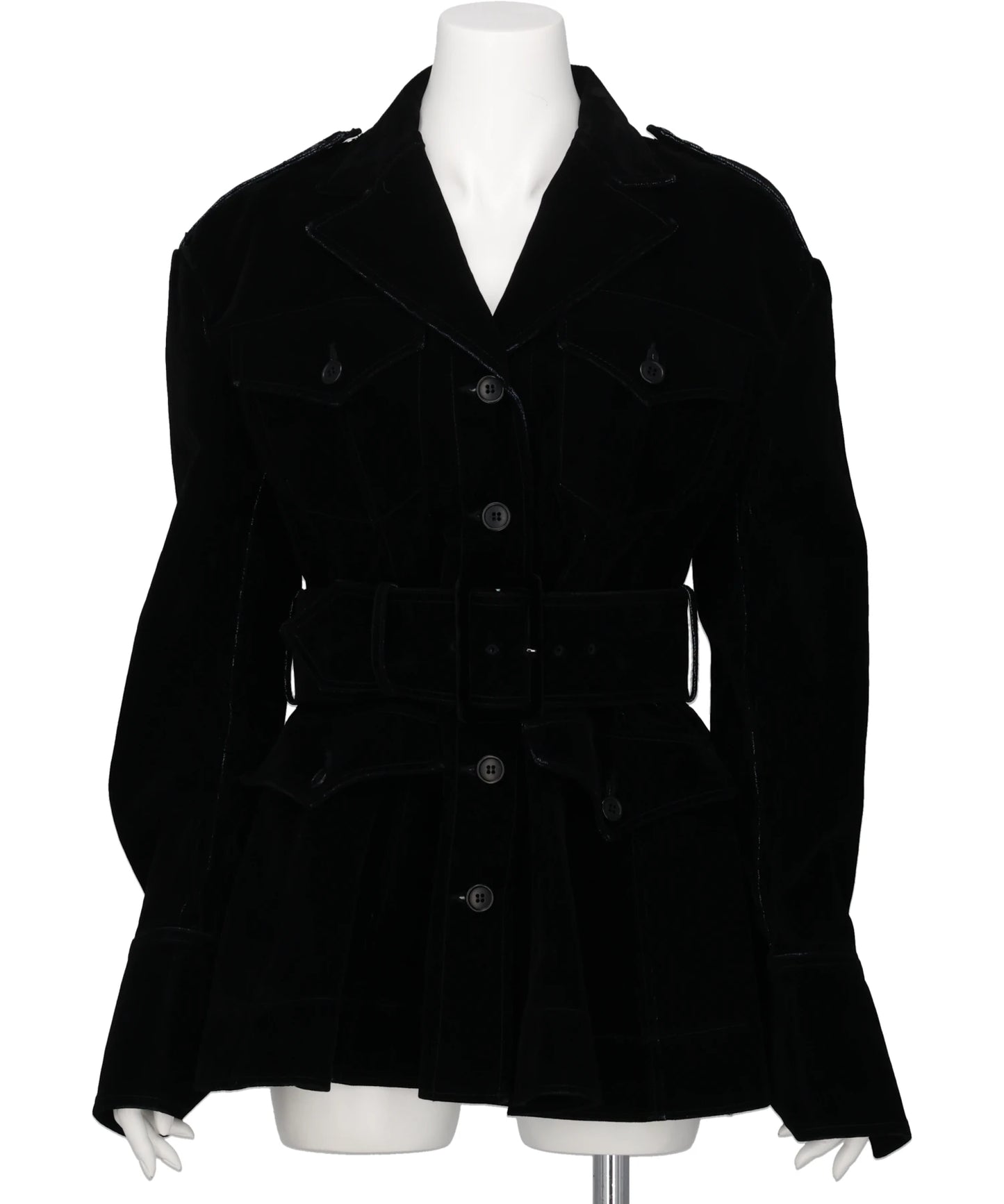 FLOCKED DENIM BELTED JACKET