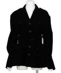 FLOCKED DENIM BELTED JACKET