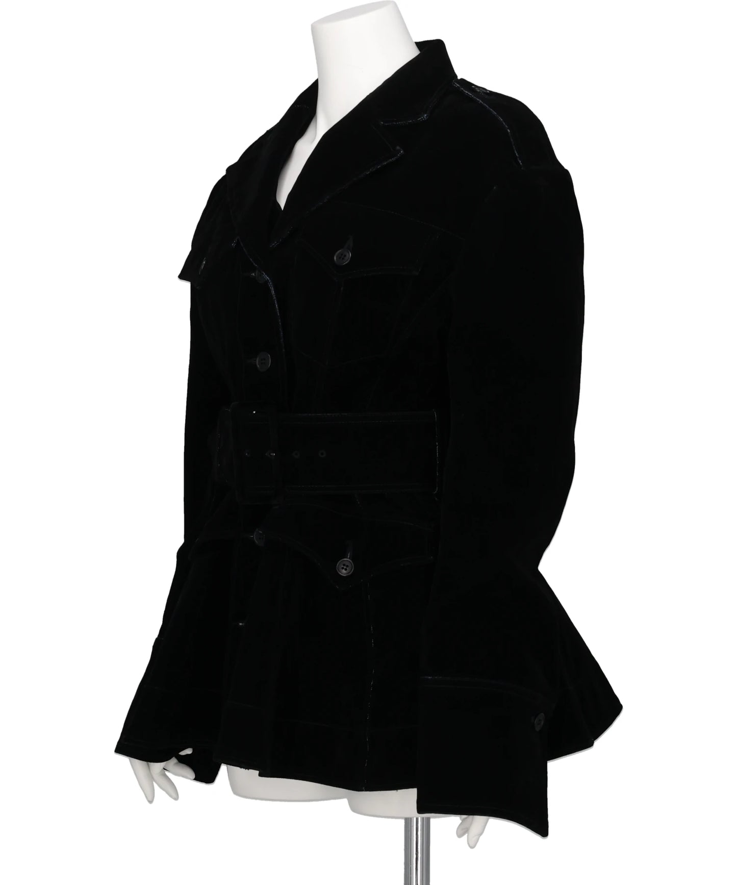 FLOCKED DENIM BELTED JACKET