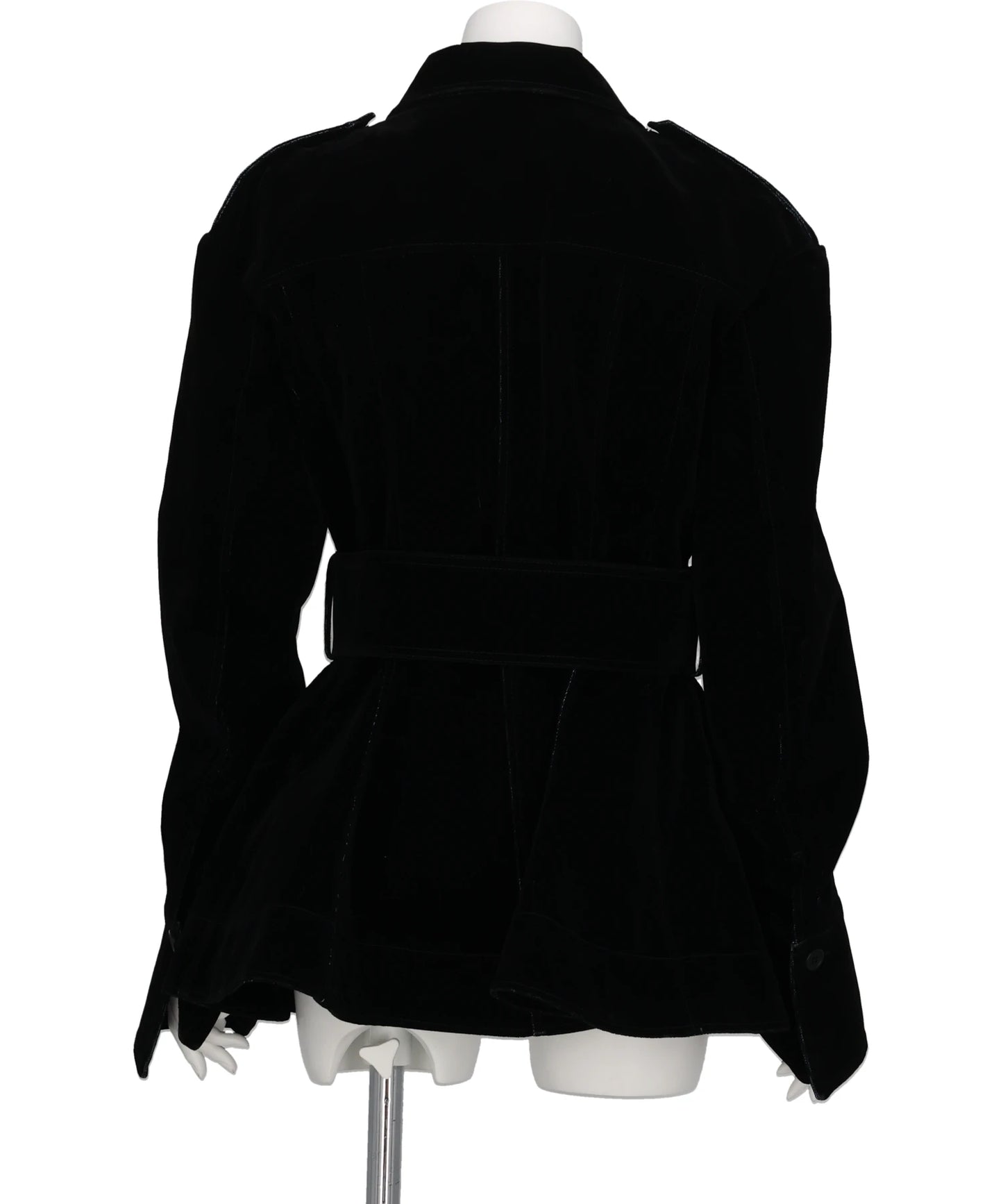 FLOCKED DENIM BELTED JACKET