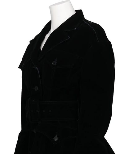 FLOCKED DENIM BELTED JACKET