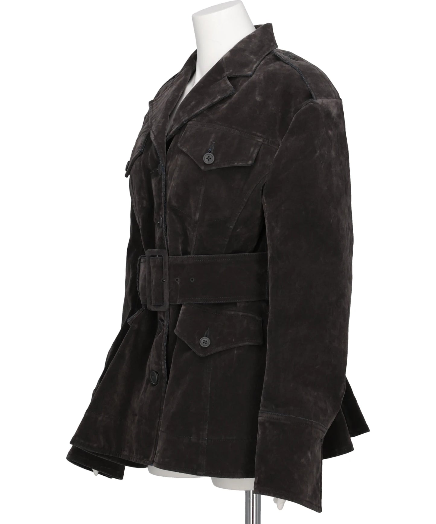 FLOCKED DENIM BELTED JACKET