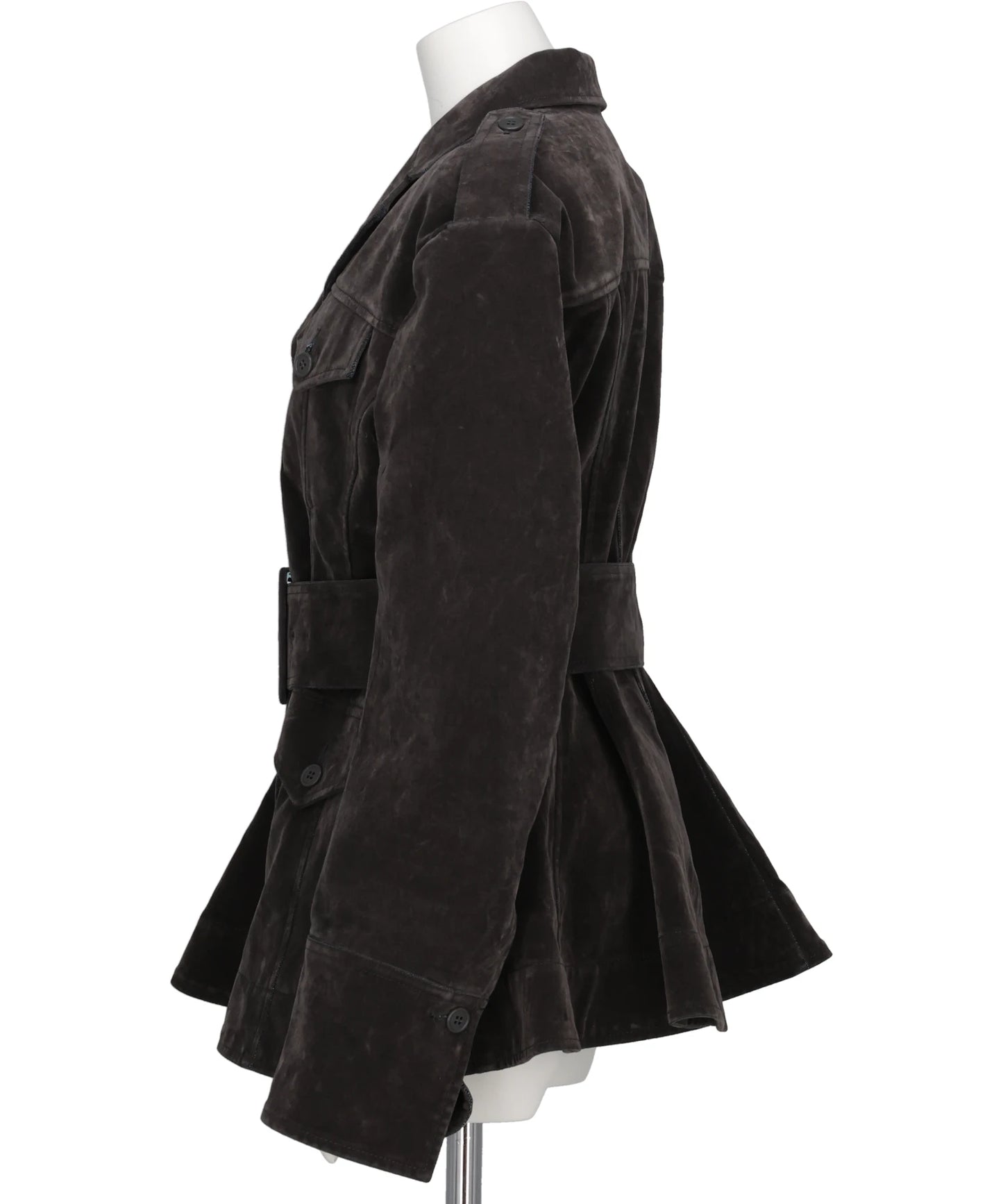 FLOCKED DENIM BELTED JACKET