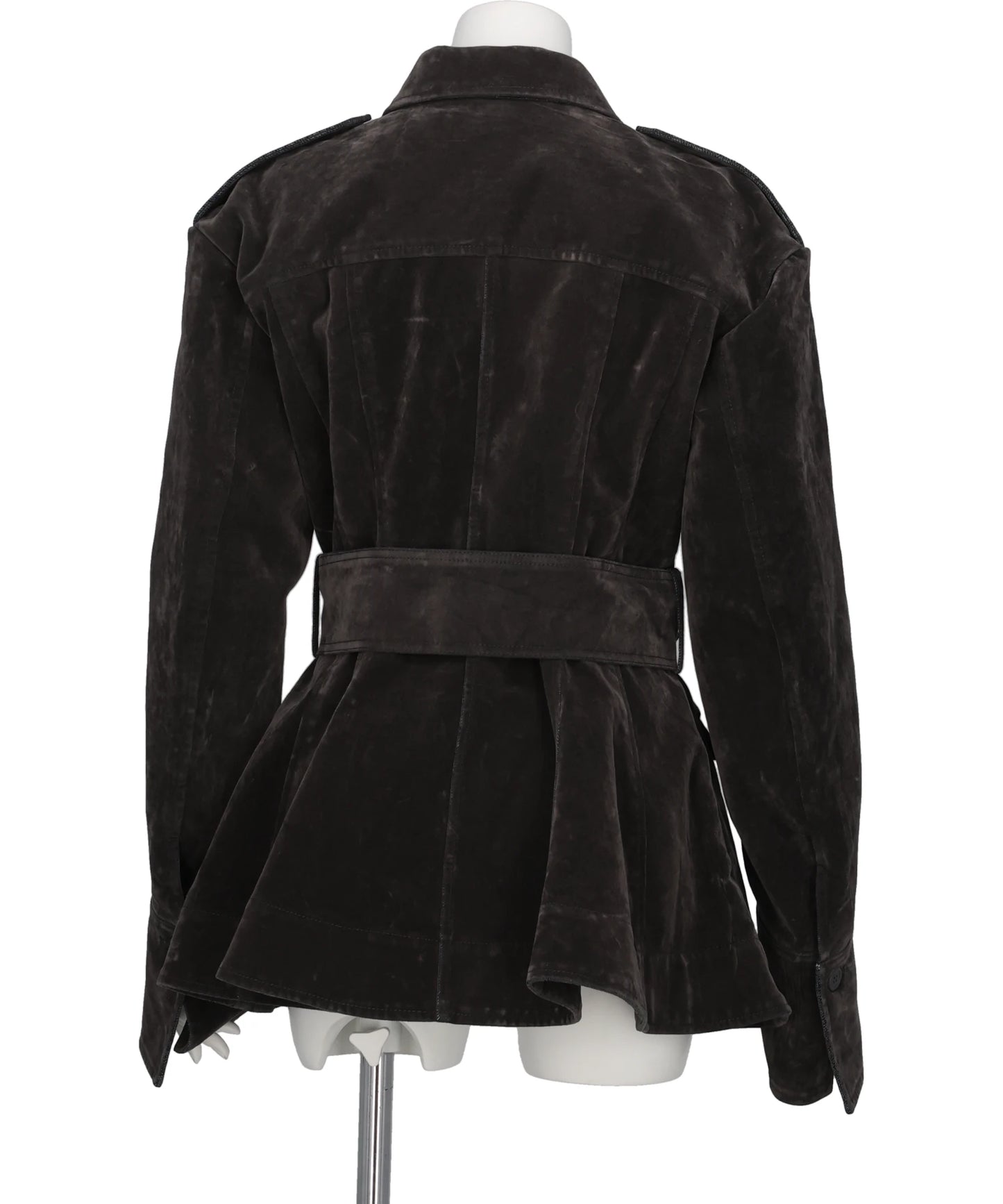 FLOCKED DENIM BELTED JACKET