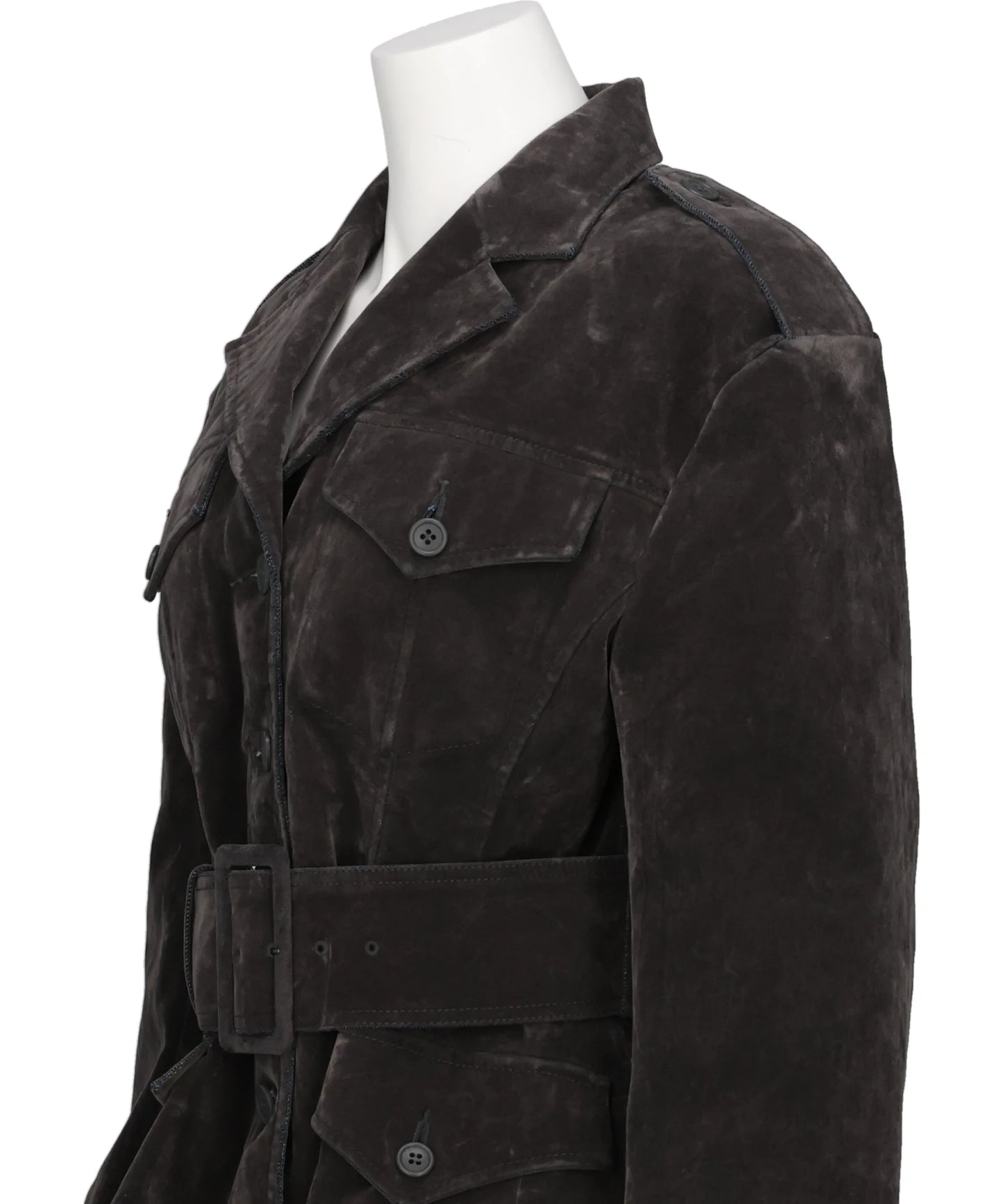 FLOCKED DENIM BELTED JACKET