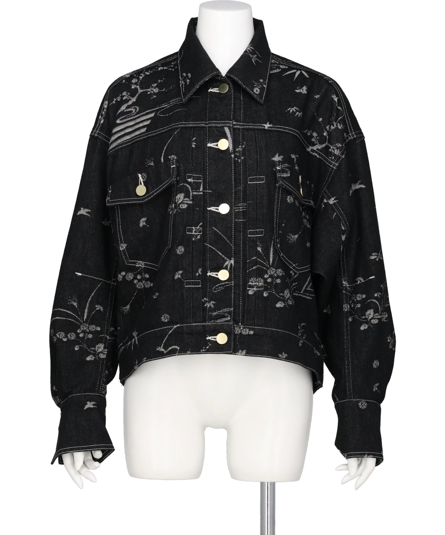 NATURE PATTERN JACQUARDSHORT DENIM JACKET