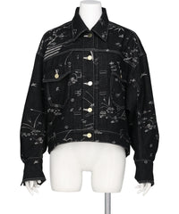 NATURE PATTERN JACQUARDSHORT DENIM JACKET
