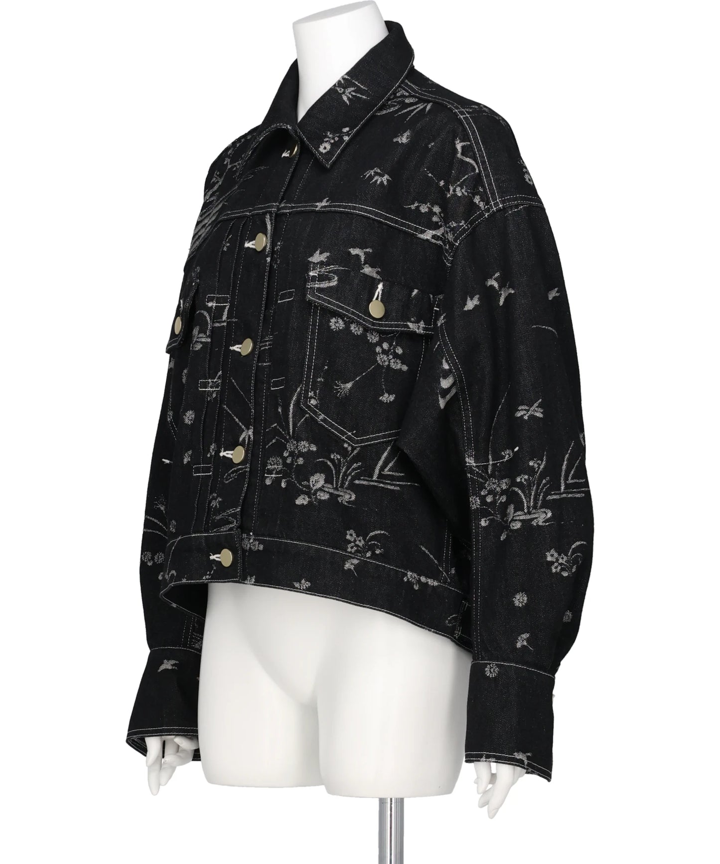 NATURE PATTERN JACQUARDSHORT DENIM JACKET