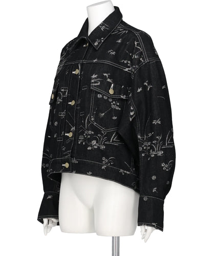 NATURE PATTERN JACQUARDSHORT DENIM JACKET