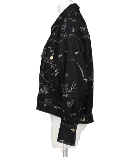 NATURE PATTERN JACQUARDSHORT DENIM JACKET