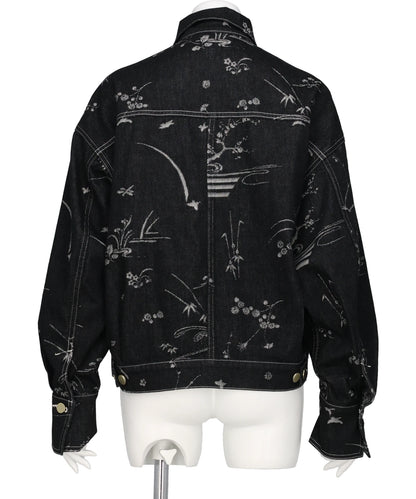 NATURE PATTERN JACQUARDSHORT DENIM JACKET