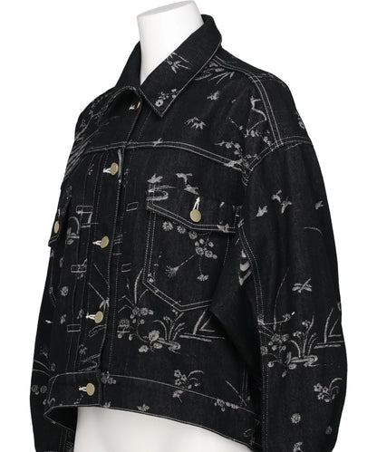 NATURE PATTERN JACQUARDSHORT DENIM JACKET