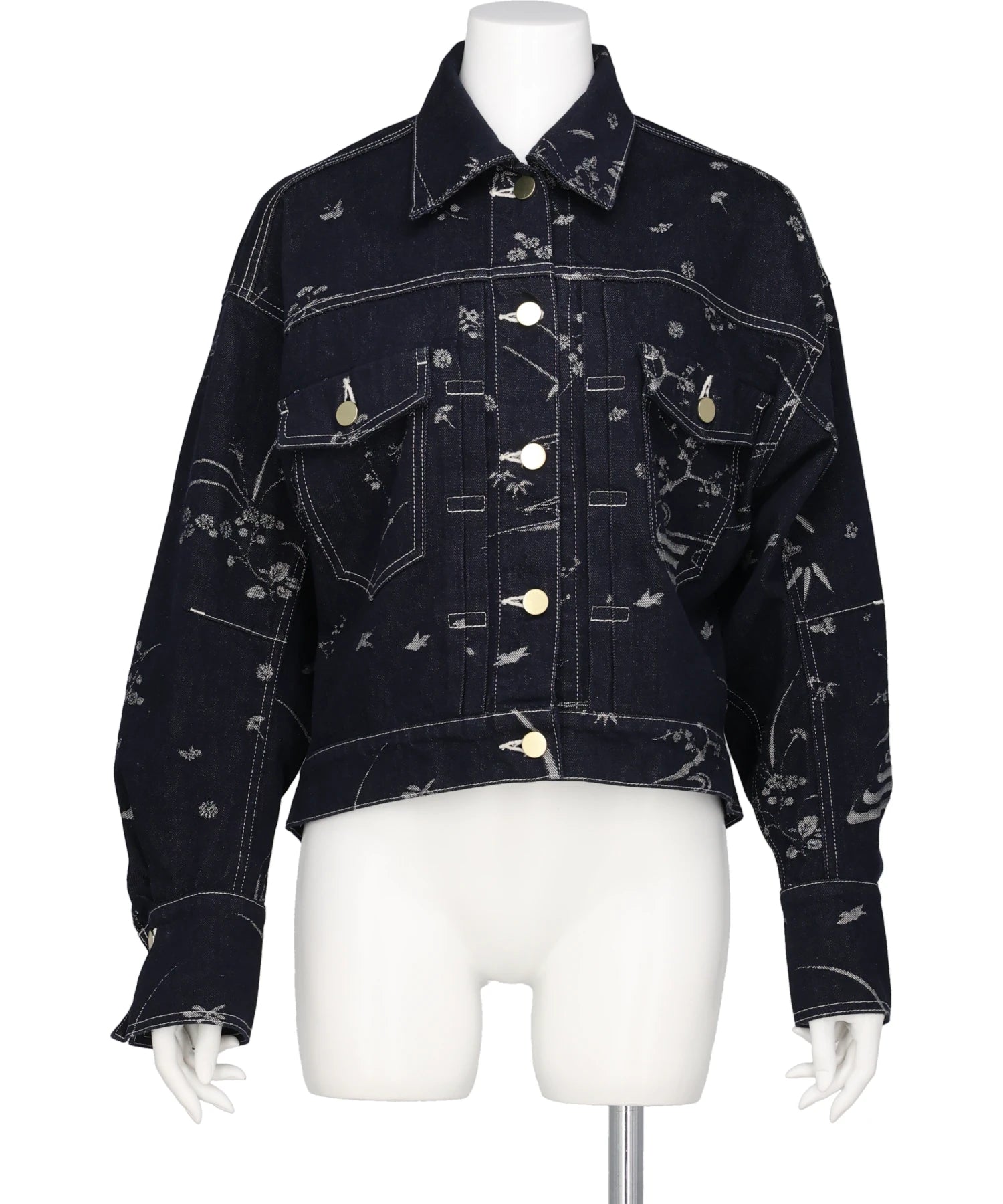 Mame Kurogouchi(マメクロゴウチ) NATURE PATTERN JACQUARDSHORT DENIM JACKET