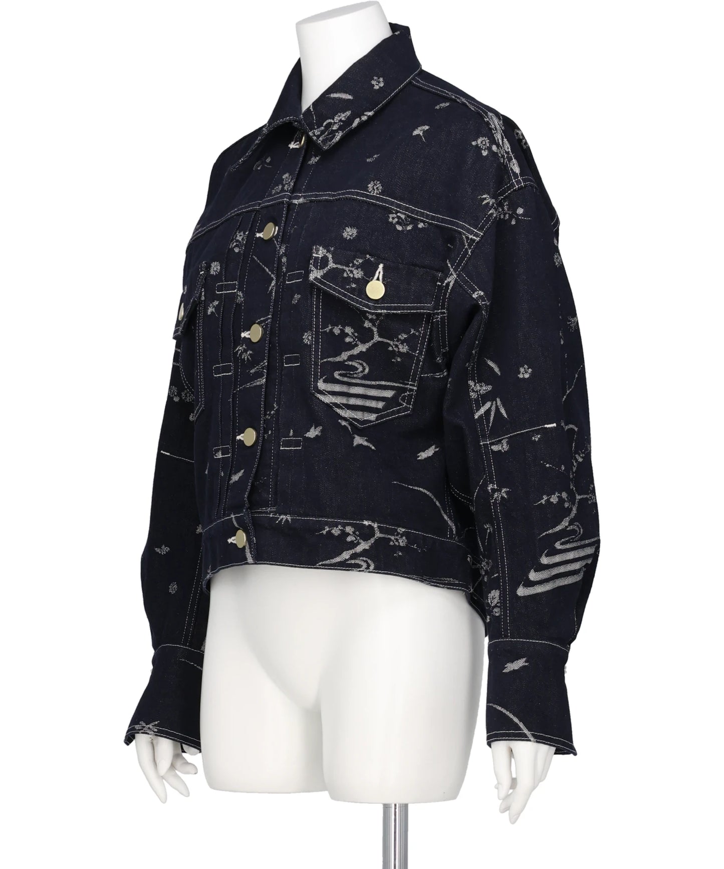 NATURE PATTERN JACQUARDSHORT DENIM JACKET