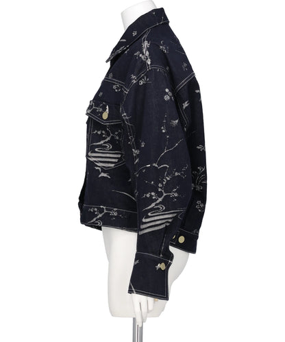 NATURE PATTERN JACQUARDSHORT DENIM JACKET