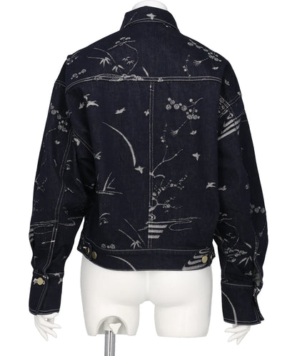 NATURE PATTERN JACQUARDSHORT DENIM JACKET